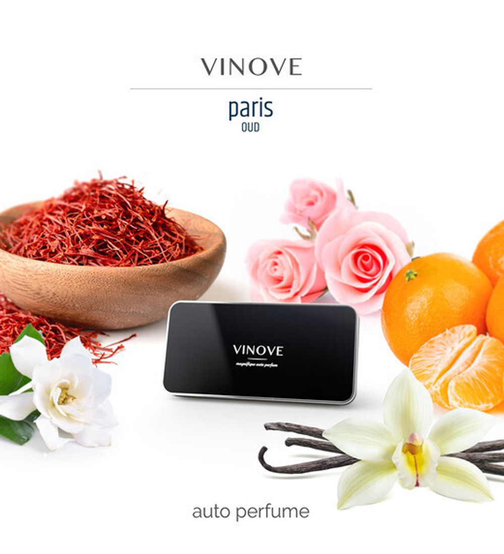 Ароматизатор для автомобиля VINOVE ORIGINAL / черный с серебром / PARIS / ПАРИЖ