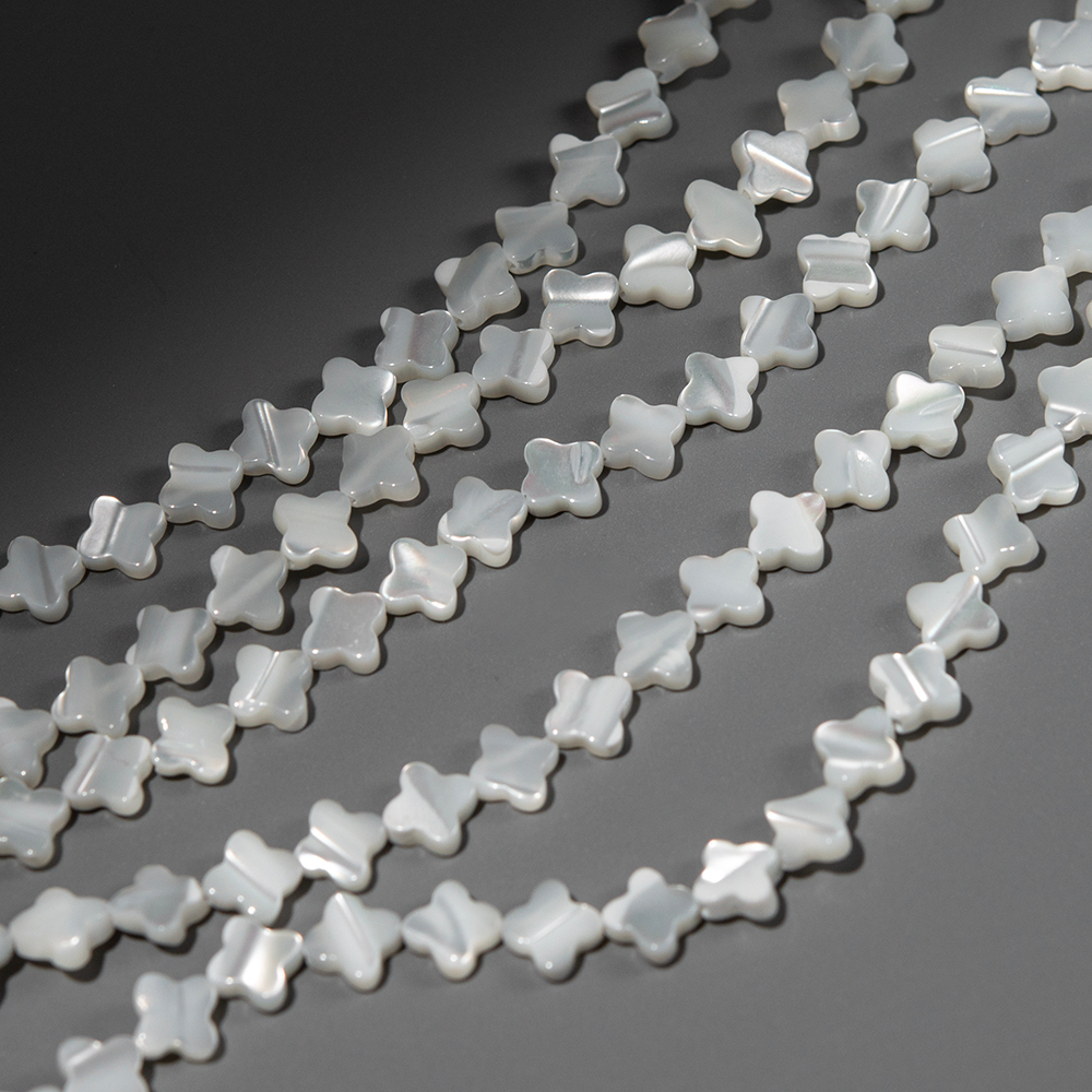 Перламутр морских ракушек, клеверы, 6,5мм, белый