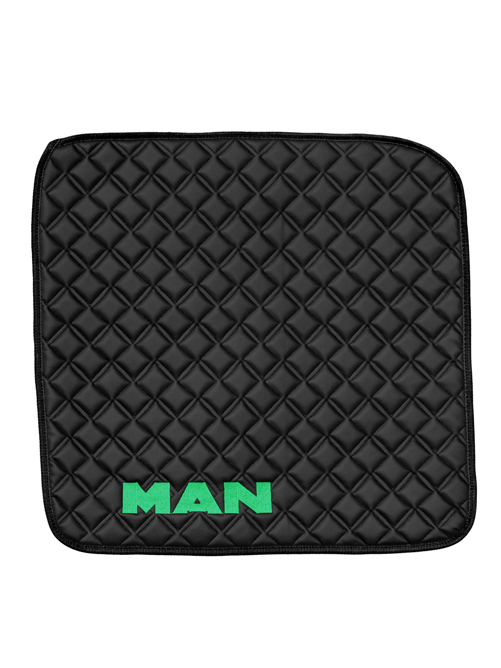 Ковры MAN TGX с 1-м ящиком (автомат) (экокожа, черный, черный кант, зеленая вышивка)