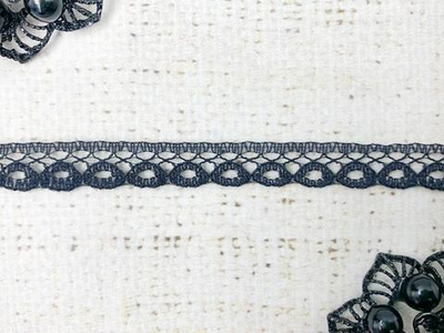 Кружево-трикотаж, ш. 1,2 см, тёмно-синий