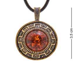 AM-3358 Подвеска «Жетон Георгий Победоносец» (латунь, янтарь)