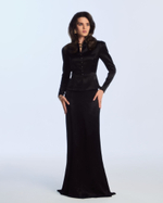 Юбка-годе из черного жаккардового триацетата