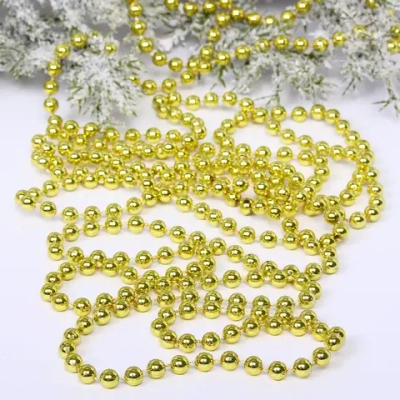 Бусы на елку 2,7м «Шарик» d-6мм, золото (pvc коробка)