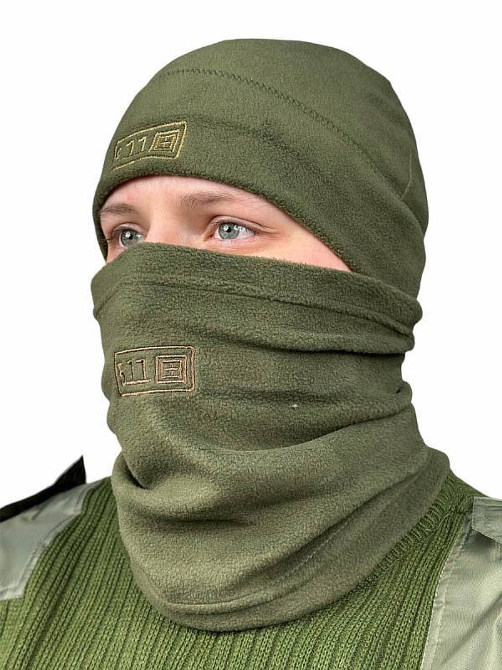 Флисовая шапка и бафф 5.11 олива