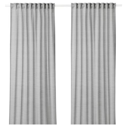 IKEA HILJA  (ИКЕА ХИЛЙА)  -  Штора, 2 шт, на ленте/серая, 145x300 см