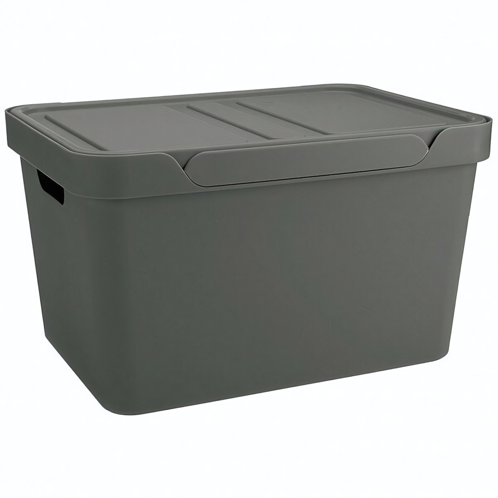 Ящик с крышкой универсальный "luxe", 380х276х220 мм, 18л (серый)