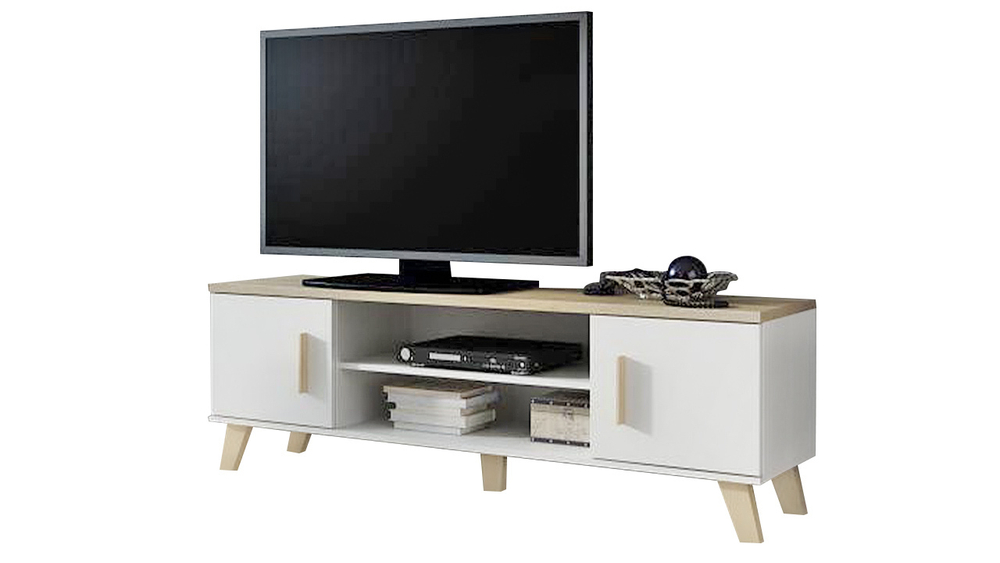 ТВ-тумба Мелания 2 Белый 101/ Клен 375 160*40*53 см, Белый 101/Клен 375   Фиеста