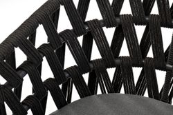 "Диего" стул плетеный из роупа, основание дуб, каркас из стали темно-серый (RAL7024) муар, роуп темно-серый круглый, ткань темно-серая 027