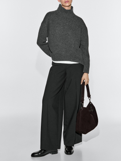 Massimo Dutti Сумка из натуральной замши с люверсами, шоколадный