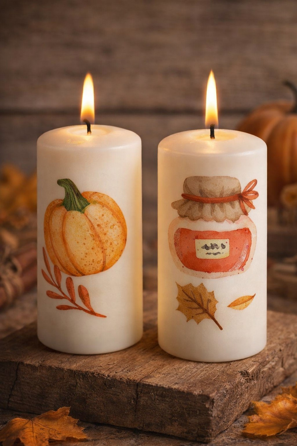 Трансфер переводной - декаль для свечей и гипса осень 003