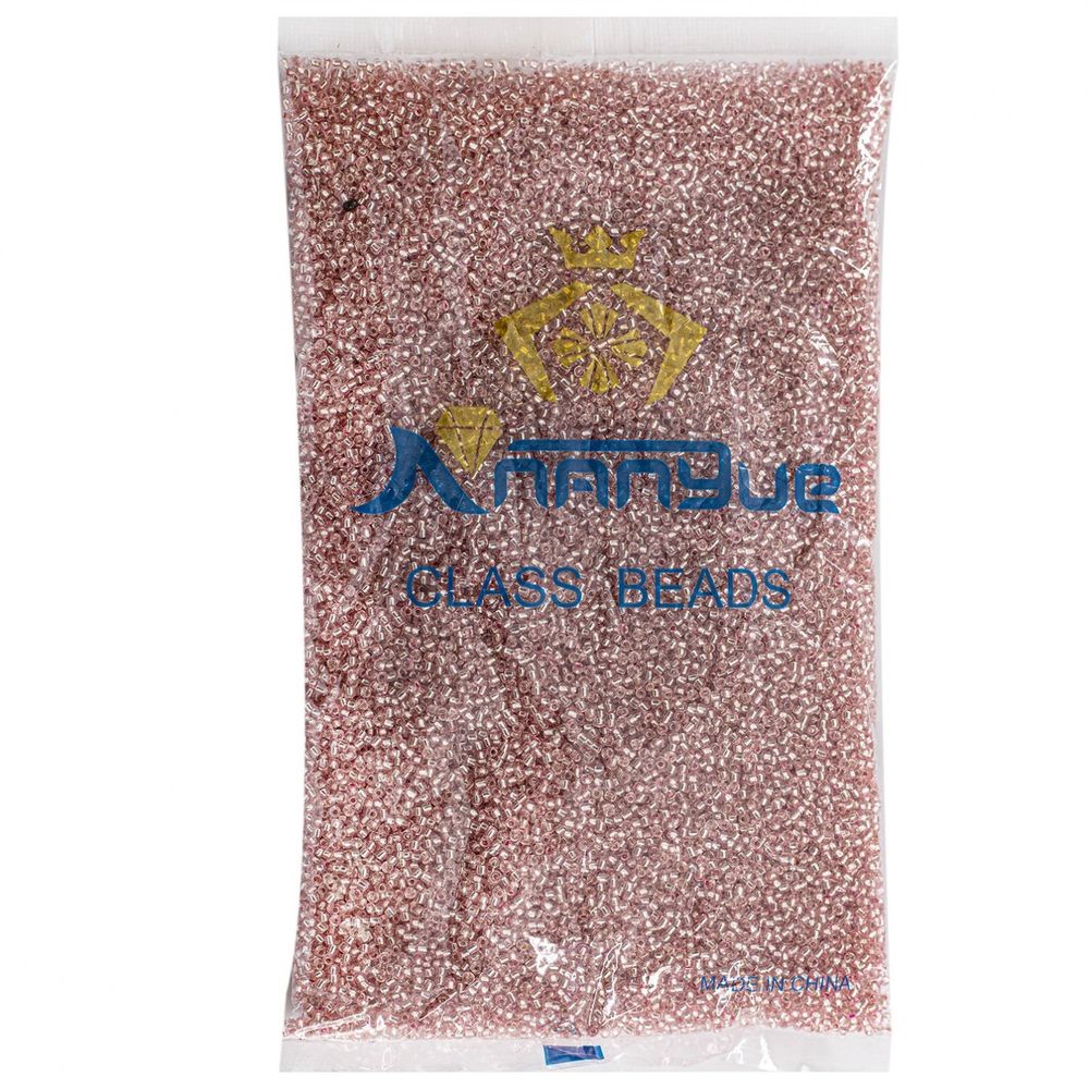 Бисер Alingar размер №12 вес 450 гр., розовый прозрачный, внутреннее серебрение, пакет Бисер Alingar размер №12 вес 450 гр., розовый прозрачный, внутреннее серебрение, пакет