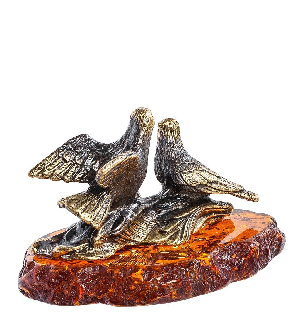 Народные промыслы AM-1256 Фигурка «Голубки Влюбленные» (латунь, янтарь)