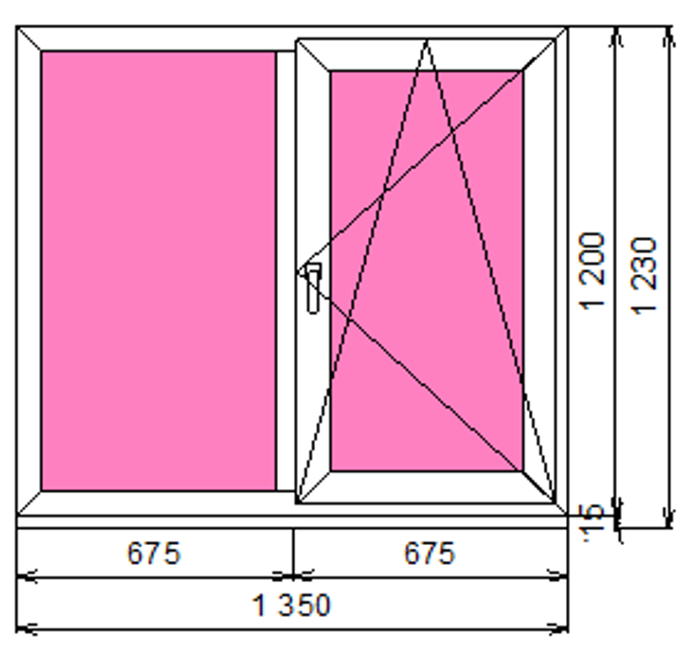 Пластиковое окно 1200 х 1350 ТермА Эко