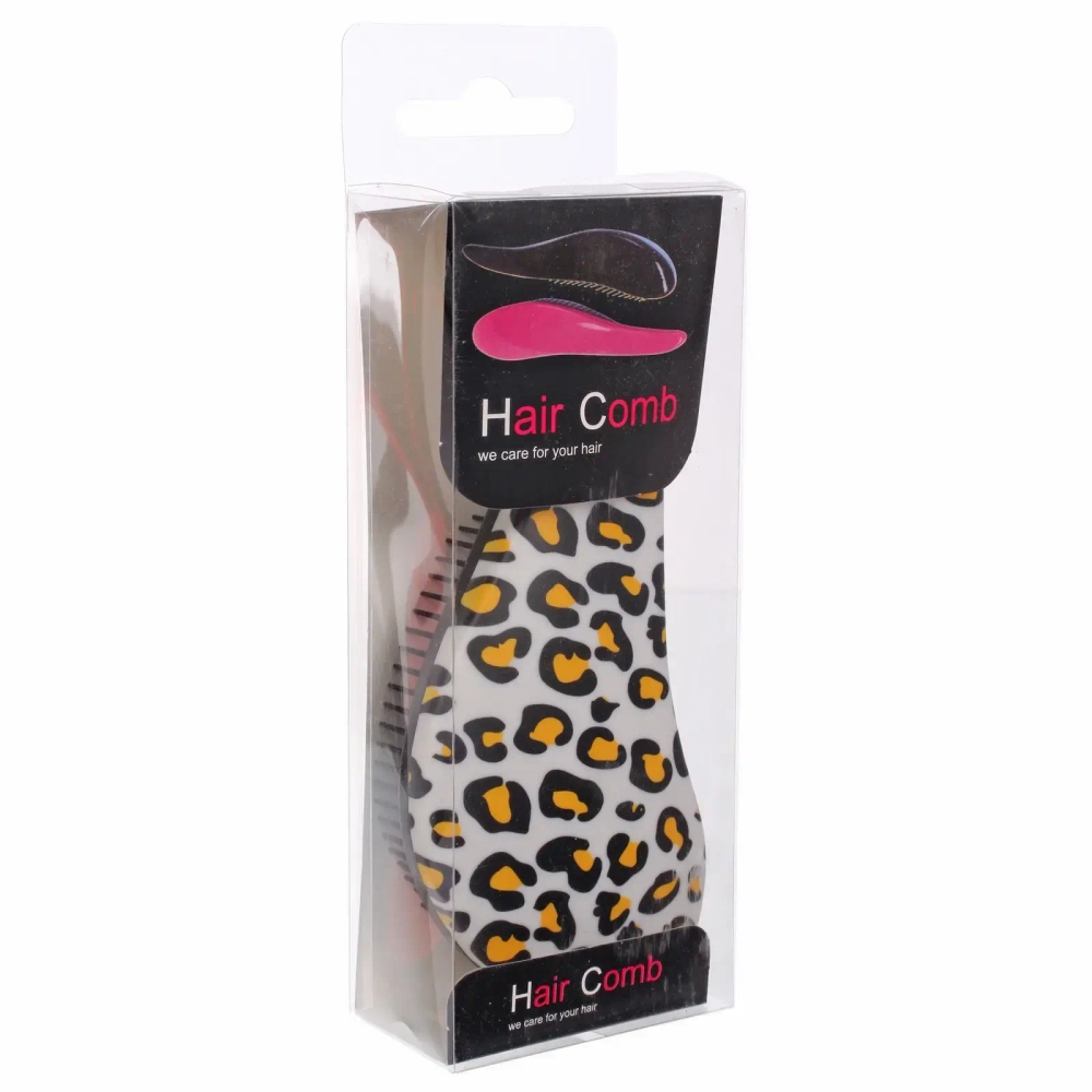 Расческа массажная компактная «Perfection», принт леопард, цвет белый, 18.5*8см (коробка PVC)●
