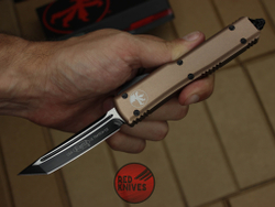 Нож Microtech Ultratech T/E - коричневая рукоять, танто черный клинок RK-371