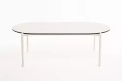 "Диего" журнальный стол из HPL 120х60 H40, каркас белый муар, цвет "молочный"