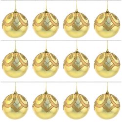 GAEM Набор из 12шт Украшение новогоднее Шар "Золотой вензель", D10 см, L43 W33 H10,5 см