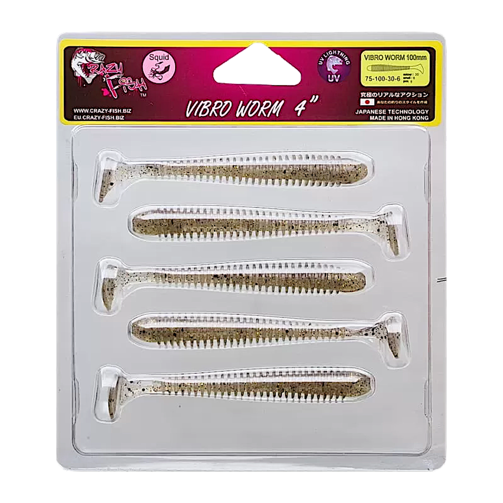 Мягкая приманка Crazy Fish Vibro Worm 4'' 10см 5шт 75-100 -