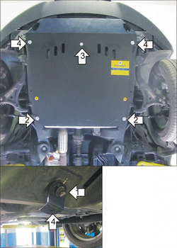 Защита алюминиевая 5 мм Д, КПП Ssang Yong Actyon New 2011&gt; MOTODOR.32804