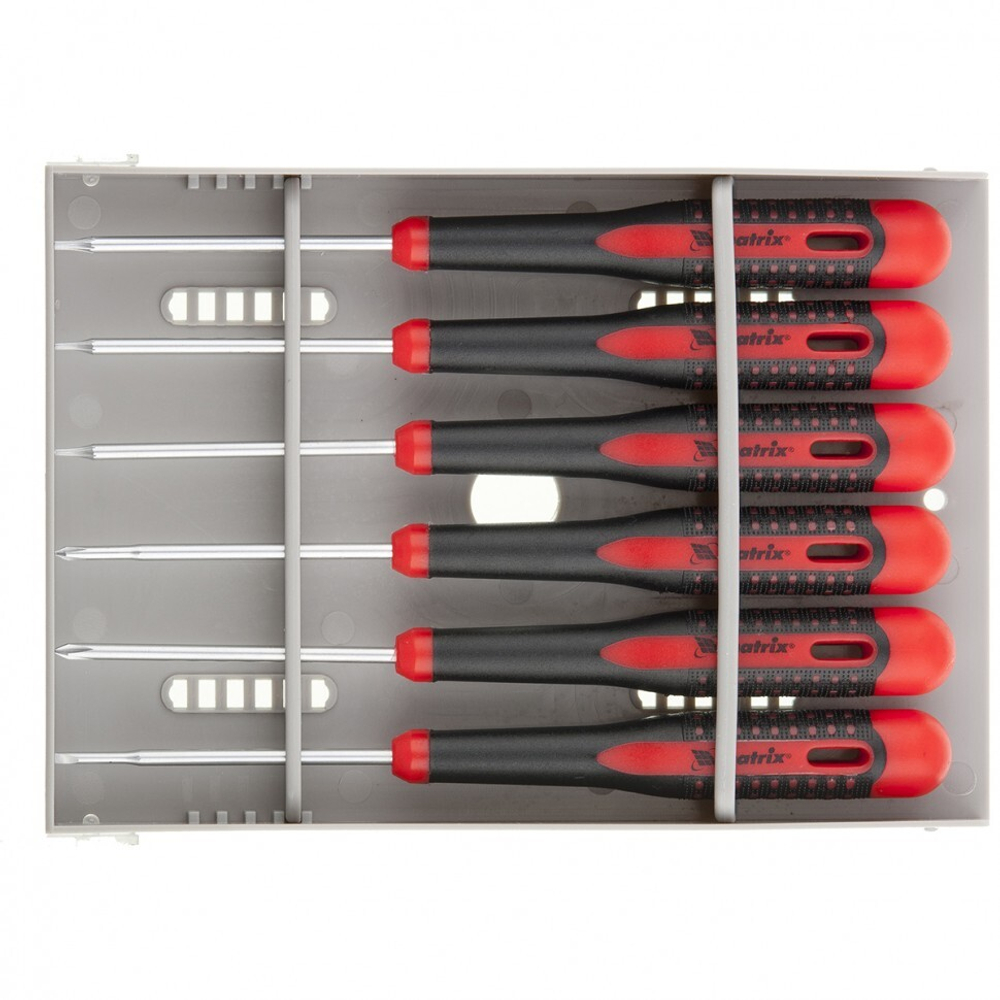 Набор отверток для точных работ Fusion, двухкомпонентная рукоятка, 6 шт, в пластиковом пенале Matrix