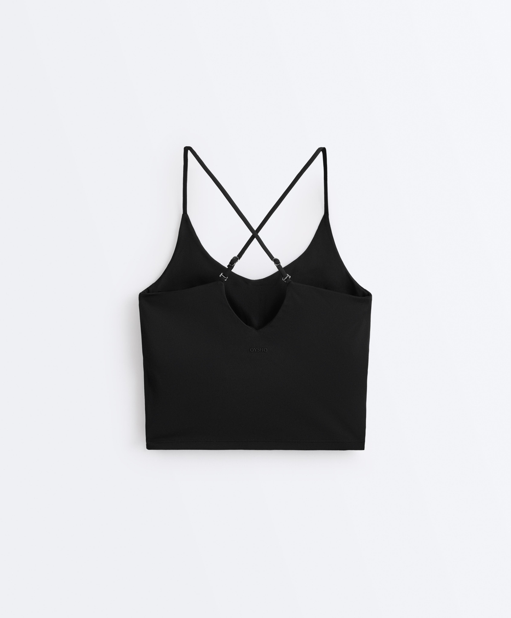 Oysho Топ Comfortlux с регулируемыми бретелями, черный