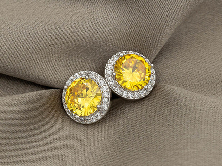 Серьги круглые 9,5мм "Citrine", желтые