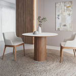 Стол круглый Denver 100, керамика матовая / опора дерево