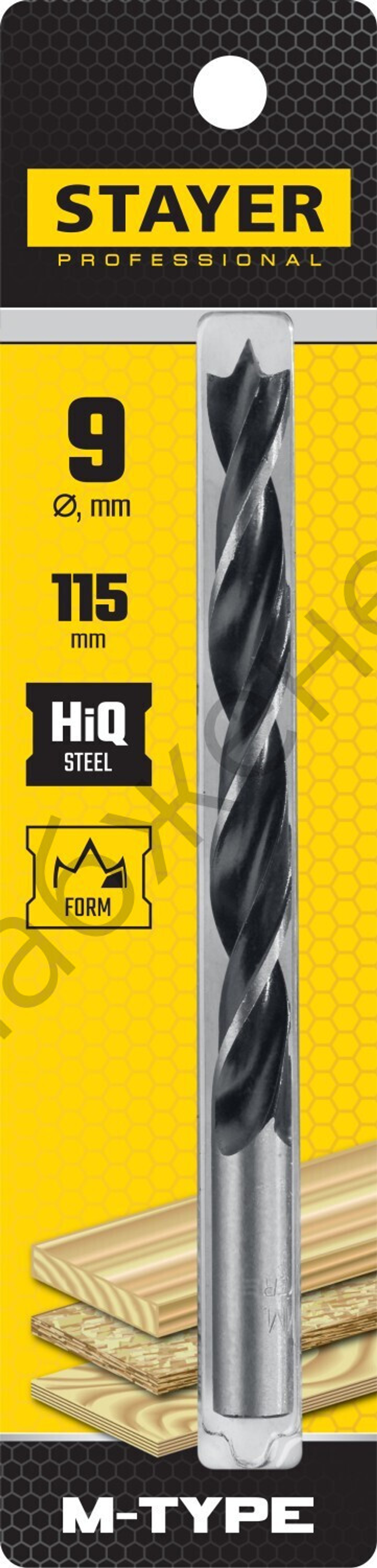 STAYER ″M-type″ 9,0x115/85мм, сверло спиральное по дереву, М-образная заточка (2942-115-09)