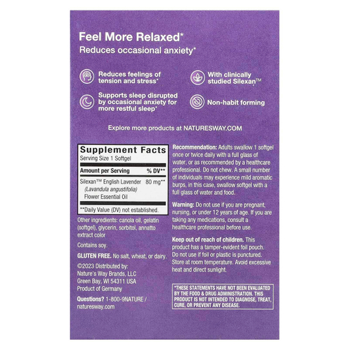 Nature's Way, CalmAid, клинически изученная лаванда, 80 мг, 30 мягких таблеток