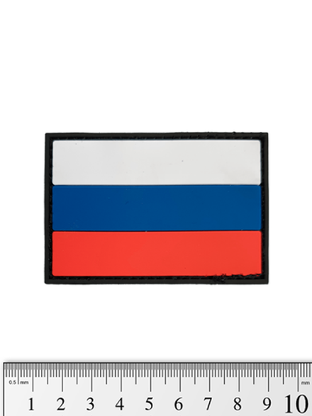 Шеврон Флаг России PVC 5х7,5 см. Чёрный кант