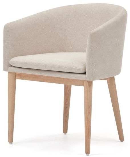 Harlan Бежевый стул из синели с ножками из массива ясеня La Forma Испания