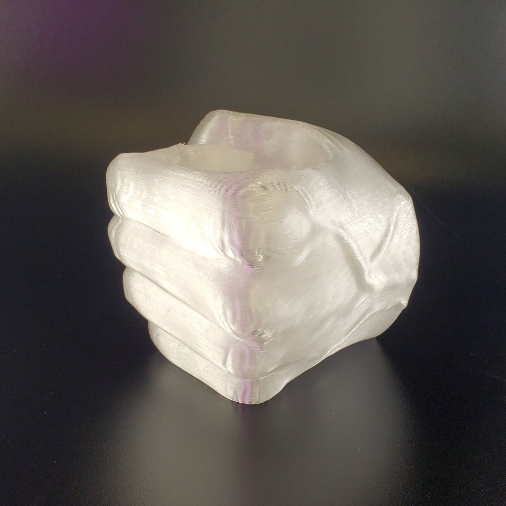 Подставка для карандашей "Кулак" с эффектом белого льда, 3D печать