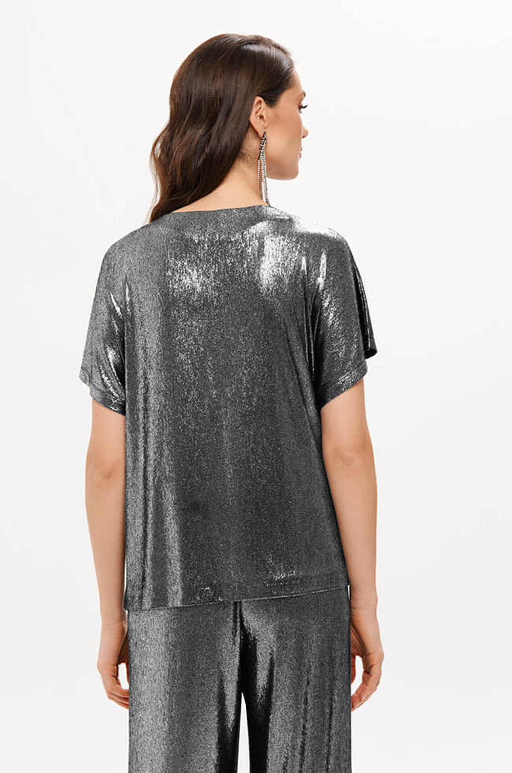 23425 Блузка женская (серебристо-черный)