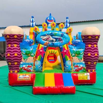 Коммерческий надувной батут с горкой «В гостях у моря 2», 8*4*5 м