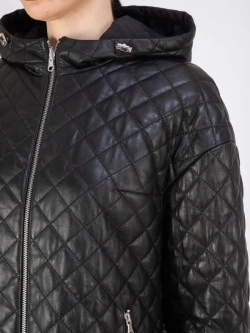 Куртка кожаная двухсторонняя с капюшоном демисезон