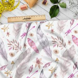 Ткань блэкаут акварельные перышки