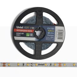 ULS-M11-2835-60LED-m-8mm-IP20-DC12V-4.8W-m-5M-4000K PROFI Гибкая светодиодная лента на самоклеящейся основе. Катушка 5м. в герметичной упаковке. Белый свет4000К. ТМ Uniel.