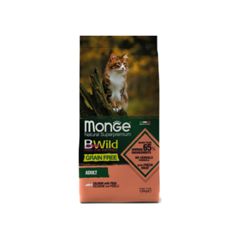 Сухой корм Monge Cat BWild GRAIN FREE для кошек, из лосося, беззерновой, 1,5 кг