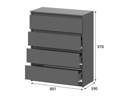 Денвер комод 4 ящика / Графит серый