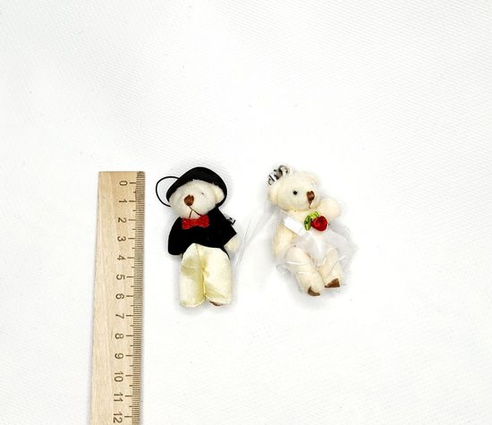 Свадебные игрушки-мишки "Пара жених и невеста", брелок-подвеска