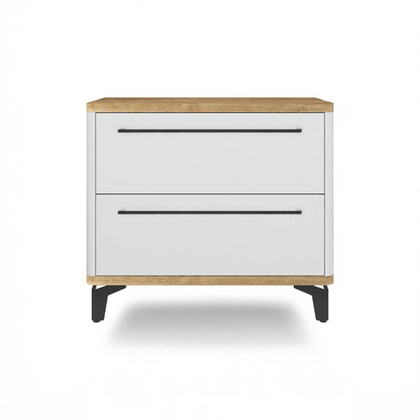 Тумба прикроватная на ножках с ящиками ROYAL 5203 эко (Дуб Кантри-Черный-р.черная)