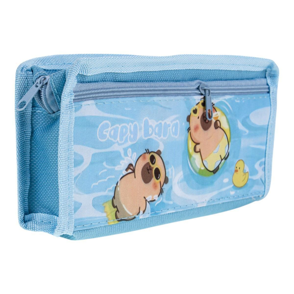 Пенал мягкий 2 отделения "Капибара" 3 цвета микс