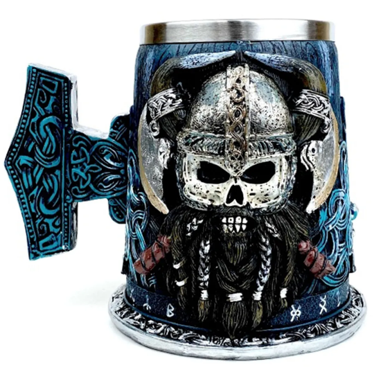 3D Кружка Викинг скелет, металл внутри, 600мл