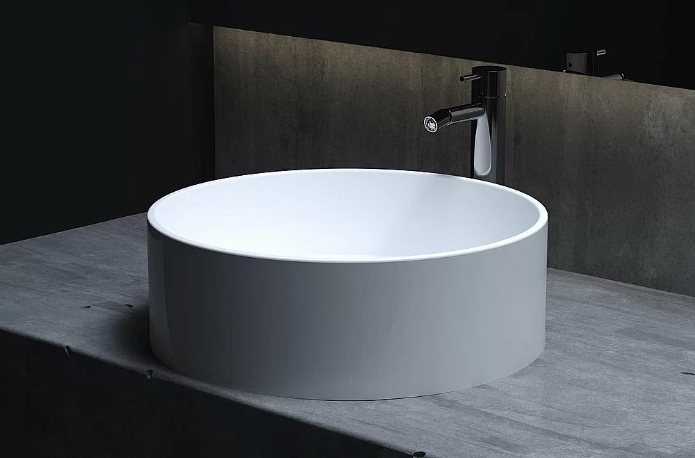 Раковина накладная Salini Armonia 02 130112G 45 из искусственного камня S-Sense, белая глянцевая