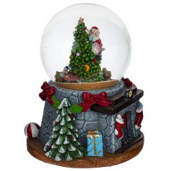 GAEM Фигурка декор в стекл шаре "Елка" (подсвет, муз, движ, 3хАА н/п) D12 см, L16 W14 H19,5 см