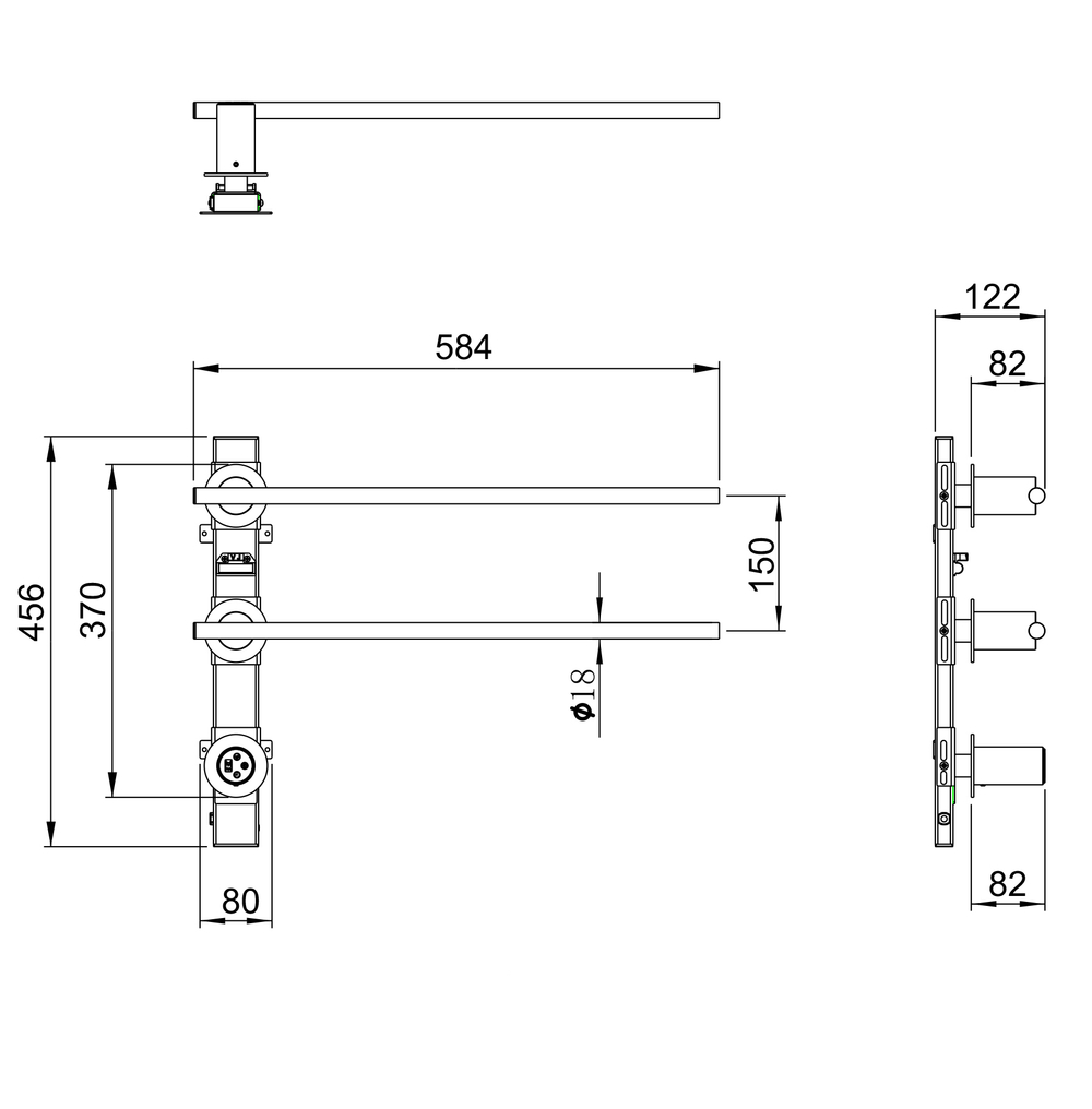 Полотенцесушитель электрический встраиваемый WONZON & WOGHAND DORTMUND, Хром (WW-A362-CR)