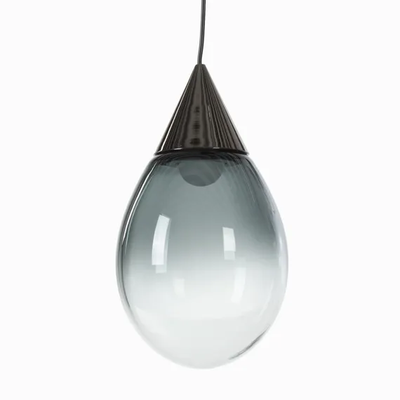 Подвесной светильник Rain Ø51,5 см, дымчатый, чёрный глянец