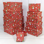 Коробка 34 х 26 х 15.3 см Набор 10 шт "Новый год" (Красный)