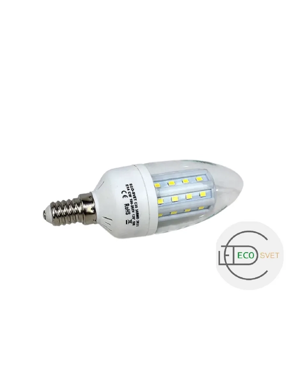 Светодиодная LED лампа С35 Е14 36LED 5W 3шт холод