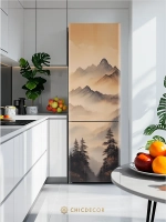 Наклейка на холодильник большая Горы в бежевых тонах